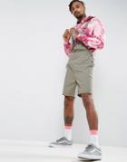 Asos Festival Slim Short Overalls With Badge Detail - Green