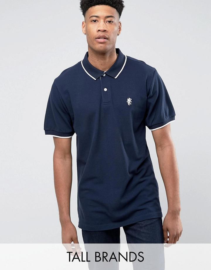 Jacamo Tall Polo With Short Sleeves In Navy - Navy