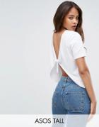 Asos Tall T-shirt With Tie Back Detail - White