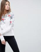 Replay Floral Print Crew Neck Sweatshirt - White