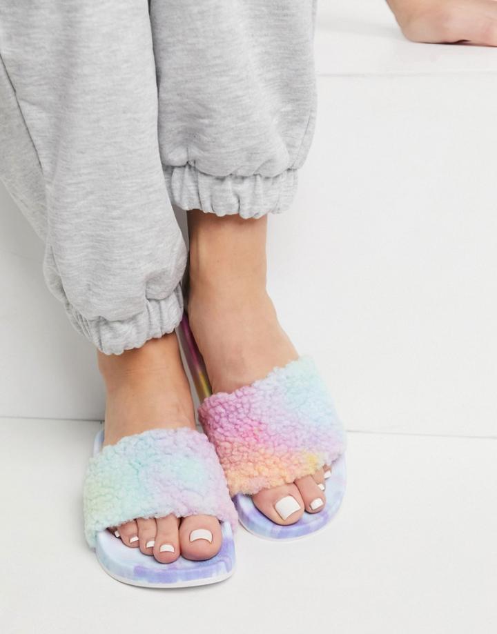 Steve Madden Shear Fluffy Slider Slippers In Multi