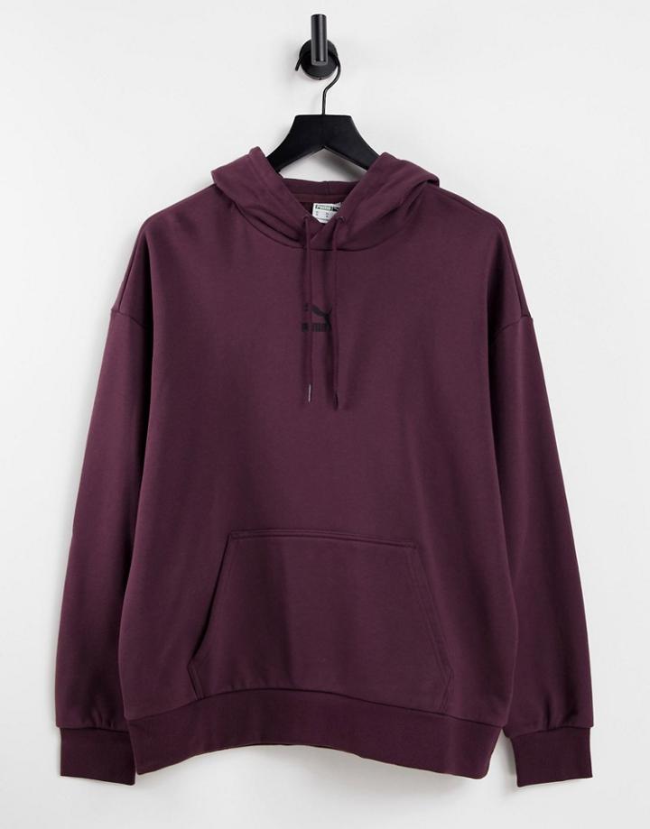 Puma Classics Oversized Hoodie In Burgundy-red