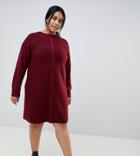 Asos Design Curve Eco Knitted Mini Dress In Ripple-red