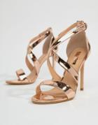 Office Harper Rose Gold Strappy Heeled Sandals - Gold