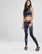 Minkpink Move Floral Legging With Stripe Waistband - Multi