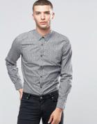 Sisley Slim Fit Shirt With All Over Disty Print - Black
