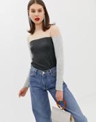 River Island Sweater With High Neck In Color Block-gray