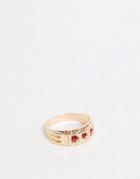 Chained & Able Band Ring With Stone Detail In Gold