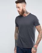 Asos T-shirt With Crew Neck In Washed Black - Black