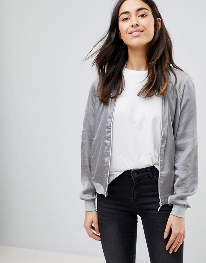 Vero Moda Contrast Panel Bomber Jacket - Gray