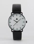 Asos Minimal Watch With Leather Strap In Black - Black