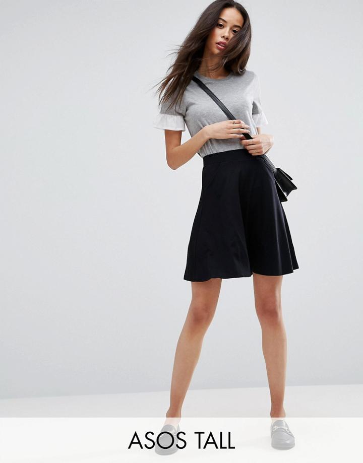 Asos Tall Mini Skater Skirt With Pockets - Black