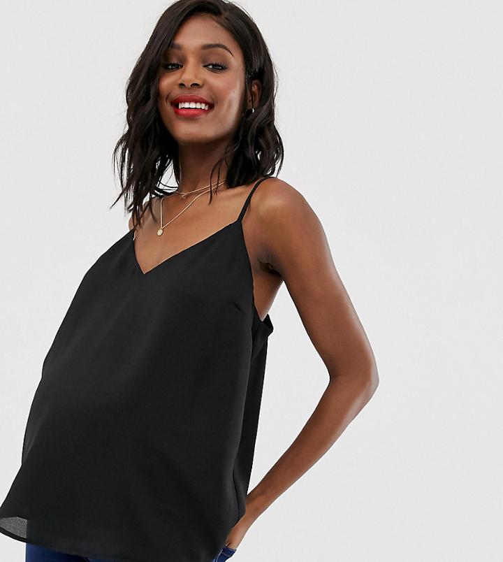 Asos Design Maternity Eco Swing Double Layer Cami With Wide Straps - Black