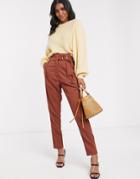 Y.a.s High Waist Wide Leg Pants With Wide Belt - Brown