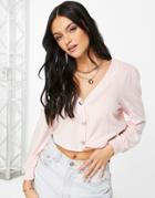 Miss Selfridge Long Sleeve Heart Button Detail Cardigan In Pink-multi