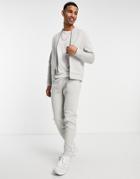 Threadbare Full Zip Sweatshirt & Sweatpants Tracksuit Set In Light Gray