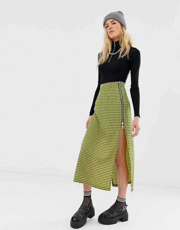 The Ragged Priest Maxi Skirt With Side Splits And Zip Detail - Yellow