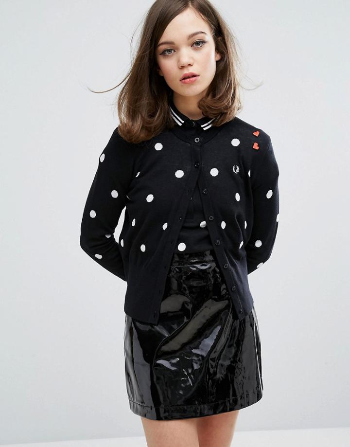 Fred Perry Amy Winehouse Foundation Polka Dot Cardigan - Black