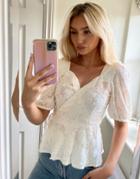 Mango Textured Wrap Detail Blouse In Off White