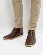 Asos Desert Boots In Brown Leather With Perforated Detail - Brown