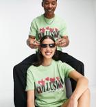 Collusion Unisex Slim Fit Vintage Print Logo T-shirt In Green