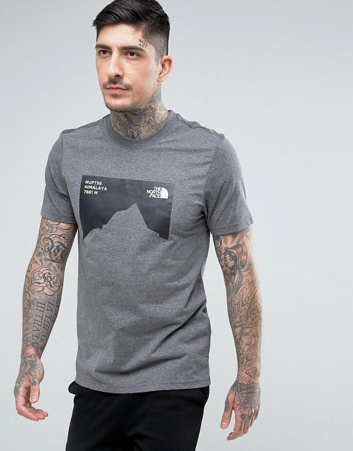 The North Face T-shirt With Nupste Mountain Print In Gray - Gray