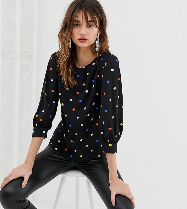 Warehouse Blouse With Bubble Sleeves In Polka Dot - Multi