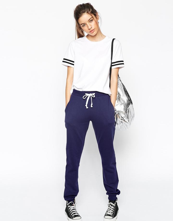 Asos Lightweight Joggers With Contrast Tie - Navy