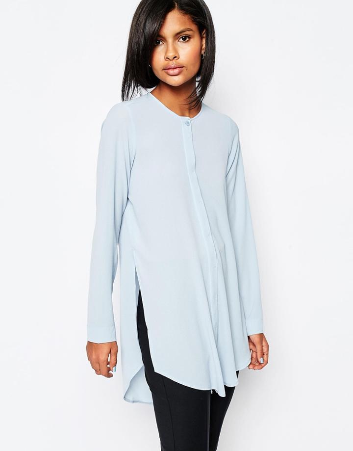 Vero Moda Collarless Shirt - Cashmere Blue