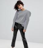 Mango Vinyl Cuff Detail Slim Pants-black