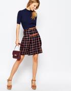 Sister Jane Check Skirt With Pleat And Buckles - Multi