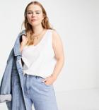 Asos Design Curve Ultimate Tank Top With Scoop Neck In Cotton In White - White