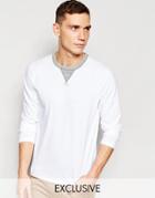 Franklin & Marshall Crew Neck Long Sleeve T-shirt Exclusive To Asos - White