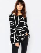 Weekday Raw Geometric Print Edge Top With Slit Back Detail - The Chain Print
