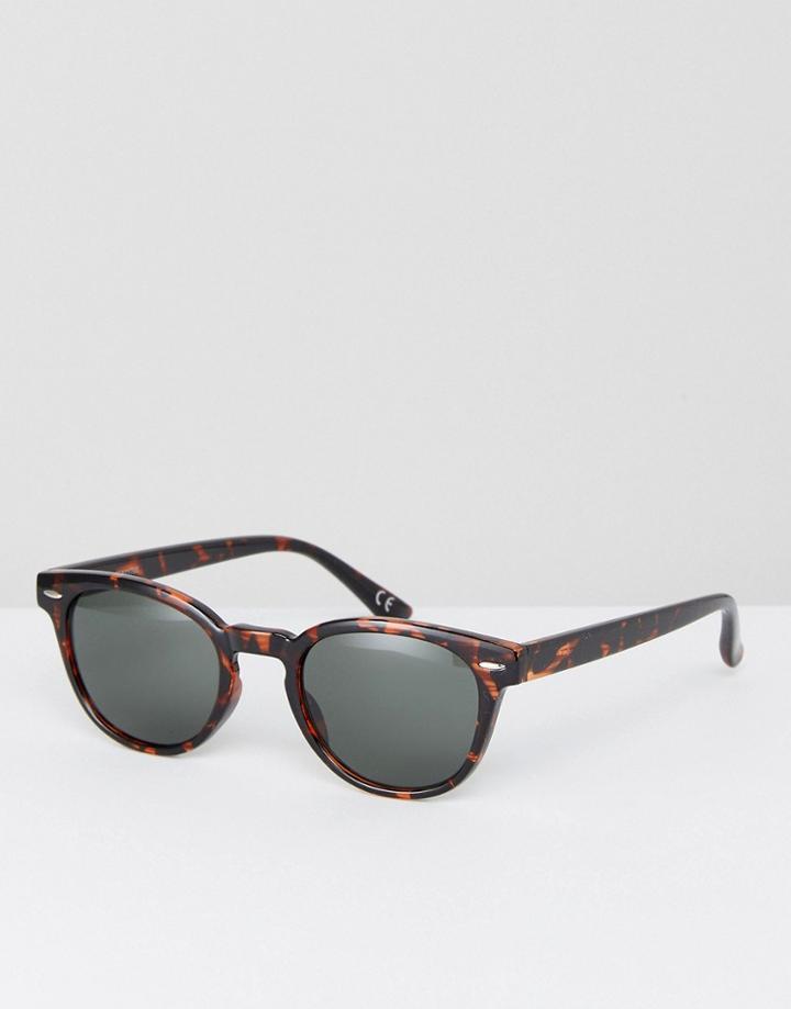 Asos Narrow Square Sunglasses In Tort - Brown