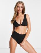 Peek & Beau Exclusive Mix And Match Scallop High Waist Bikini Bottom In Black