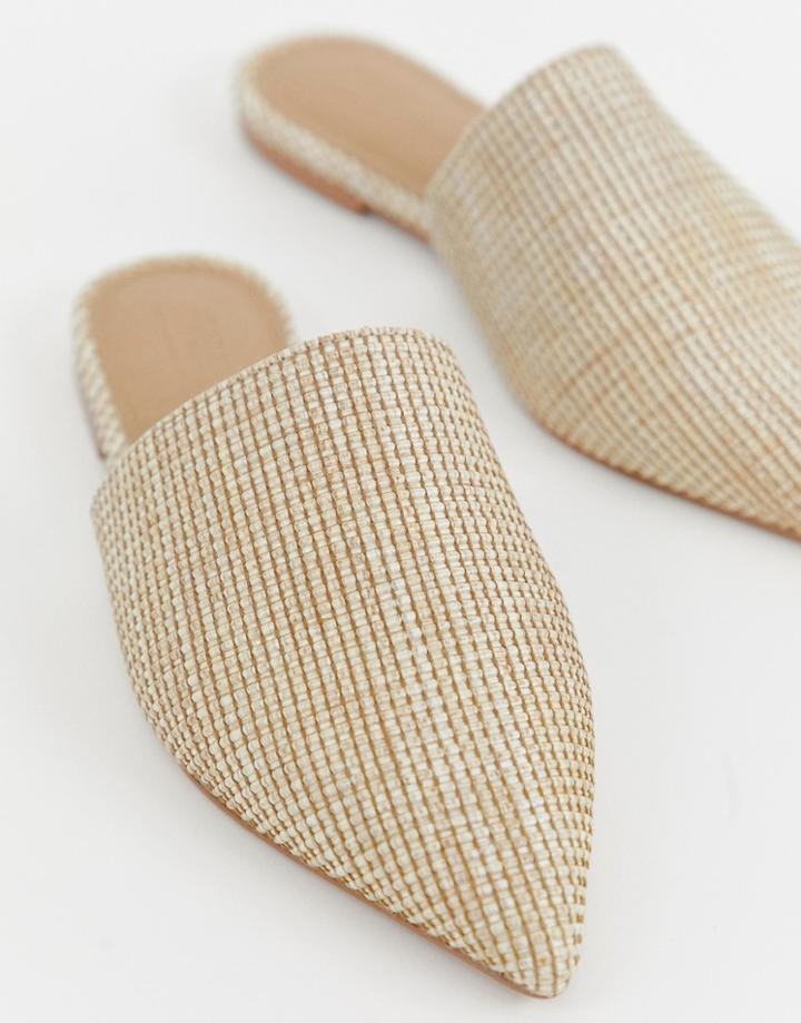 Asos Design Lorne Pointed Mules In Natural-beige