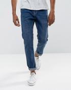 Bershka Slim Fit Jeans In Mid Wash - Blue