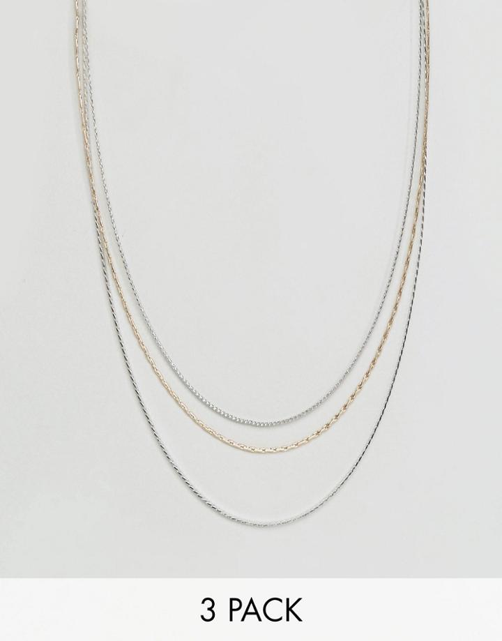 Asos Pack Of 3 Vintage Chain Necklaces - Multi