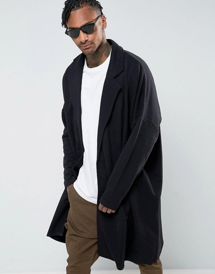 Asos Extreme Oversized Longline Jersey Duster Jacket - Black