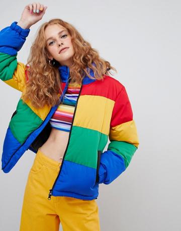 Lazy Oaf Rainbow Puffa Jacket - Multi