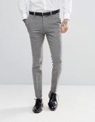 Asos Wedding Super Skinny Suit Pants In Gray Houndstooth - Gray