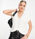 Topshop Tall Cable Knit Tank Top In Cream - Part Of A Set-white