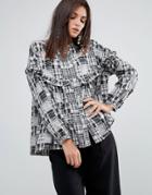 Ymc Patchwork Ruffle Shirt - Gray