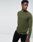 Threadbaretextured Front Half Zip Knit - Green