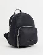 Pull & Bear Nylon Backpack In Black