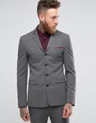 Asos Super Skinny Four Button Suit Jacket In Salt And Pepper - Multi