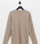 Collusion Unisex Organic Cotton Long Sleeve T-shirt In Light Brown