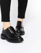 H By Hudson Avebury Black Leather Flat Shoes - Black
