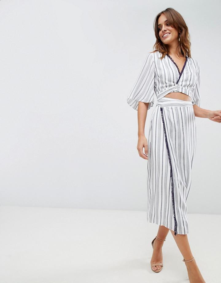 The Jetset Diaries Aries Stripe Shirt Dress-blue